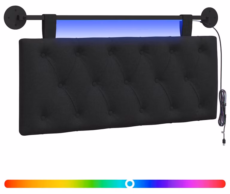 Testiera sospesa Con luce LED Nero Tessuto