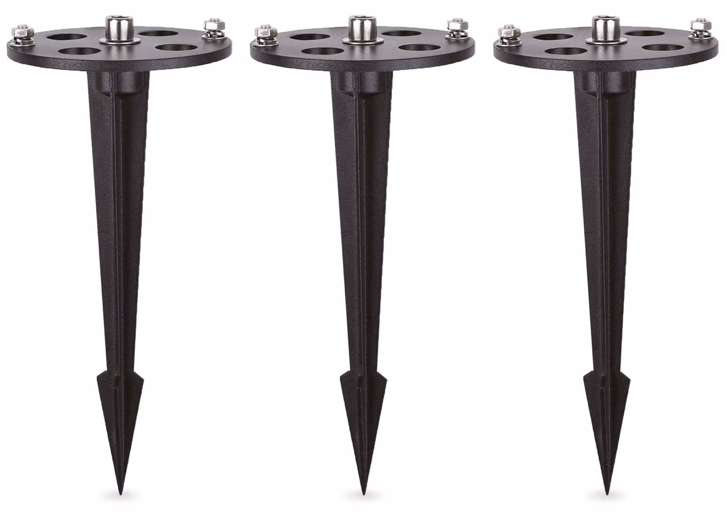 Set di 3 picchetti a terra in alluminio per illuminazione esterna, colore nero, lunghezza 220 mm