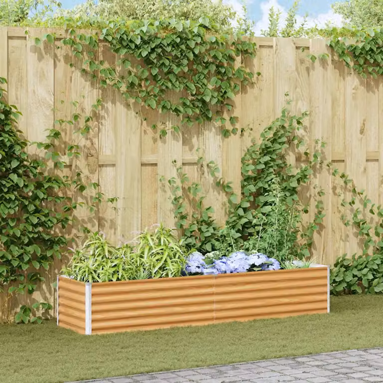 Letto rialzato da giardino vidaXL in acciaio galvanizzato marrone L: 195 cm, P: 50 cm, H: 36 cm