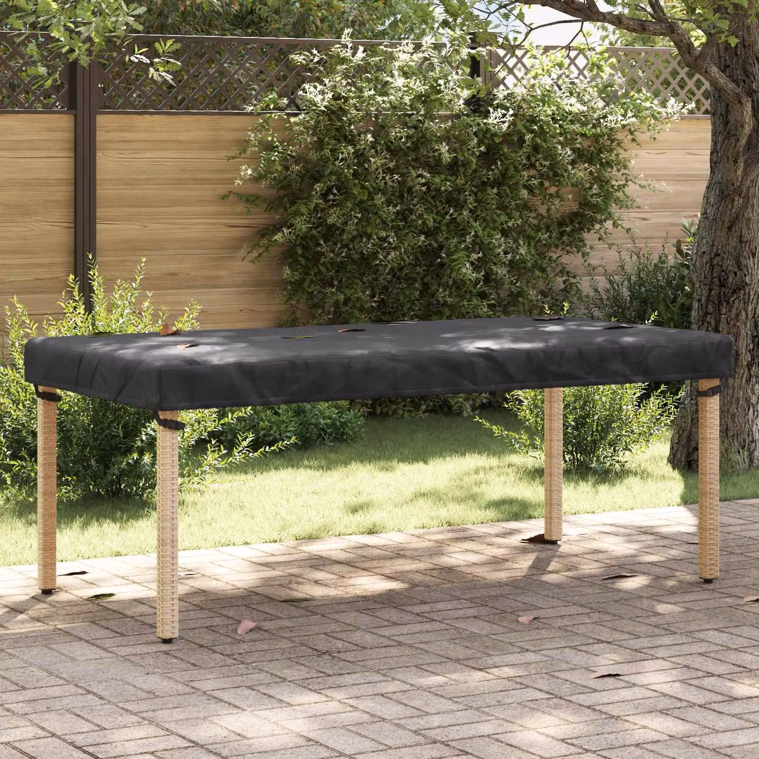 Copertura per tavolo rettangolare vidaXL nera impermeabile L: 202 cm, P: 102 cm, H: 15 cm