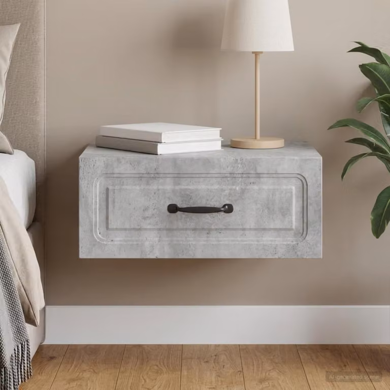 vidaXL Mobiletto da notte sospeso moderno Grigio Cemento L: 49 cm, P: 34,5 cm, H: 20 cm