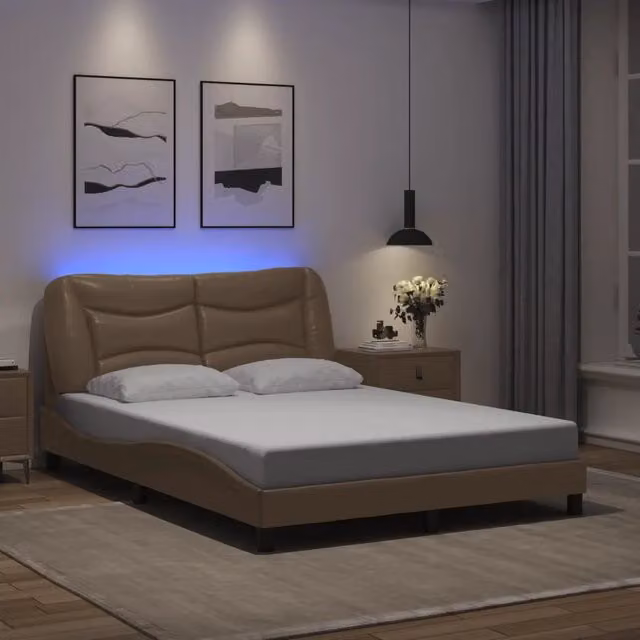 Giroletto Hvar vidaXL con LED e porta USB, colore marrone, L/P: 140 x 200 cm
