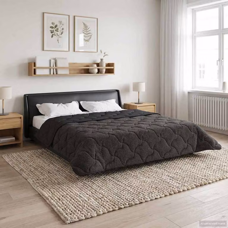 Piumone Completo Annuale Trapuntato vidaXL in Microfibra Reversibile e Traspirante, Antracite, L: 240 cm x P: 260 cm