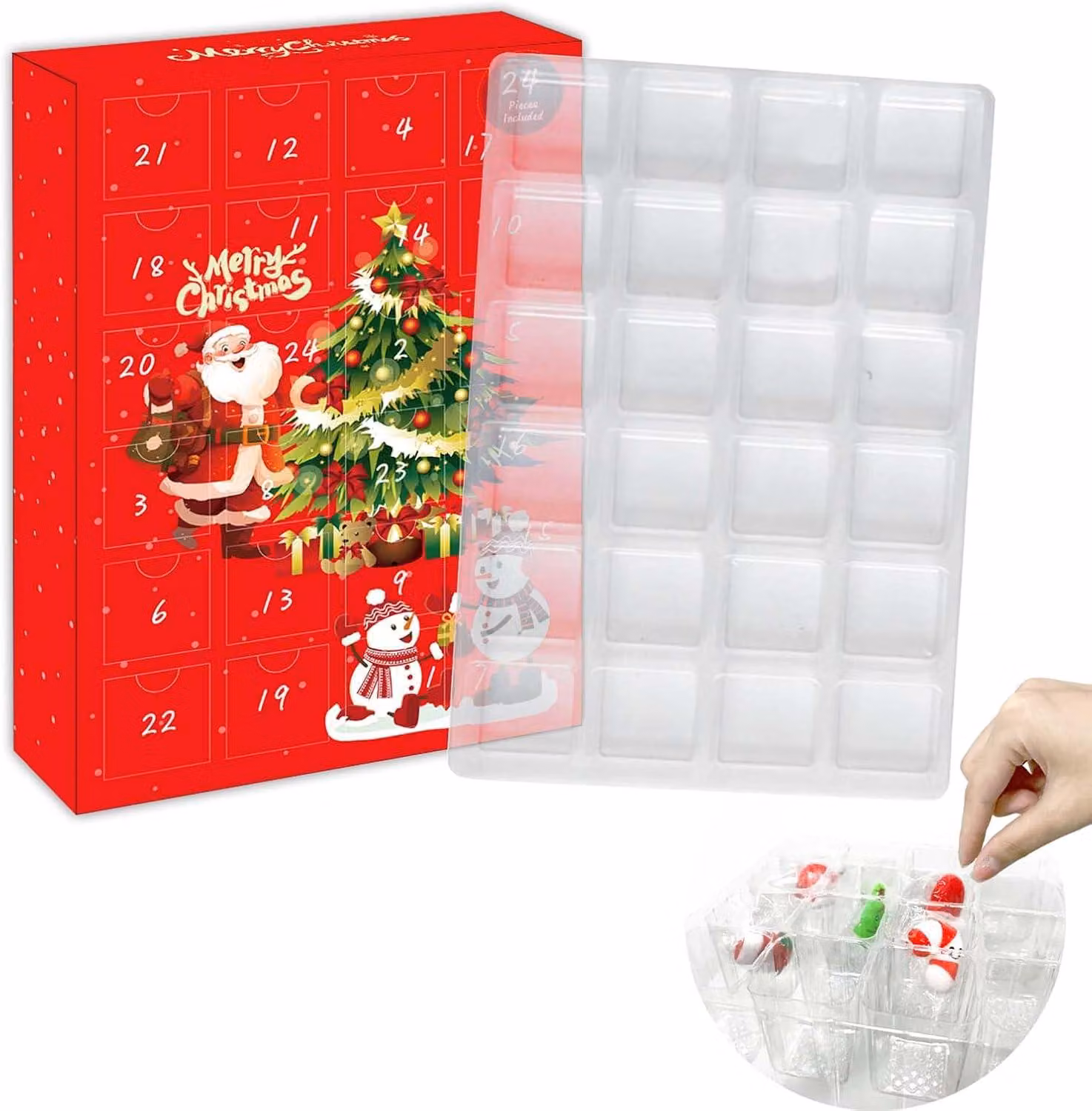Calendario dell'Avvento riutilizzabile - Calendario dell'Avvento fai-da-te con scatole vuote - Personalizza il tuo calendario dell'Avvento riempiendo le scatole - Calendario dell'Avvento per contare i giorni fino a Natale, con 24 giorni