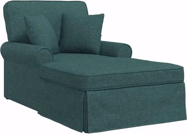 Chaise Longe con Gonna e 3 Cuscini in Tessuto Verde Scuro DESIGN IN L/P/H: 157 x 91 x 42 cm – 1