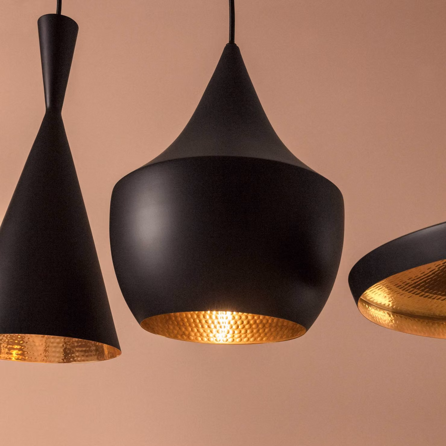 Tom Dixon Lampada a sospensione Beat Fat, dimmerabile, Nero, Soggiorno / Sala da pranzo, Ottone, Design, Lampada a sospensione