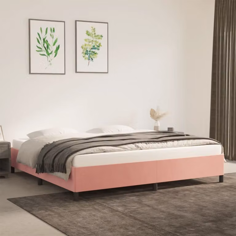 The Living Store Rete da letto rosa 200x200 cm in velluto