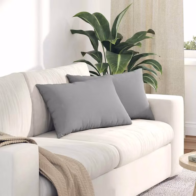 Set di 2 cuscini da divano vidaXL in tessuto grigio, forma rettangolare, L: 60 cm, P: 40 cm
