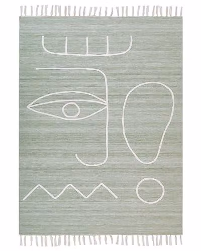 Beliani Tappeto rettangolare in poliestere con motivo a nappe verde chiaro 140 x 200 cm