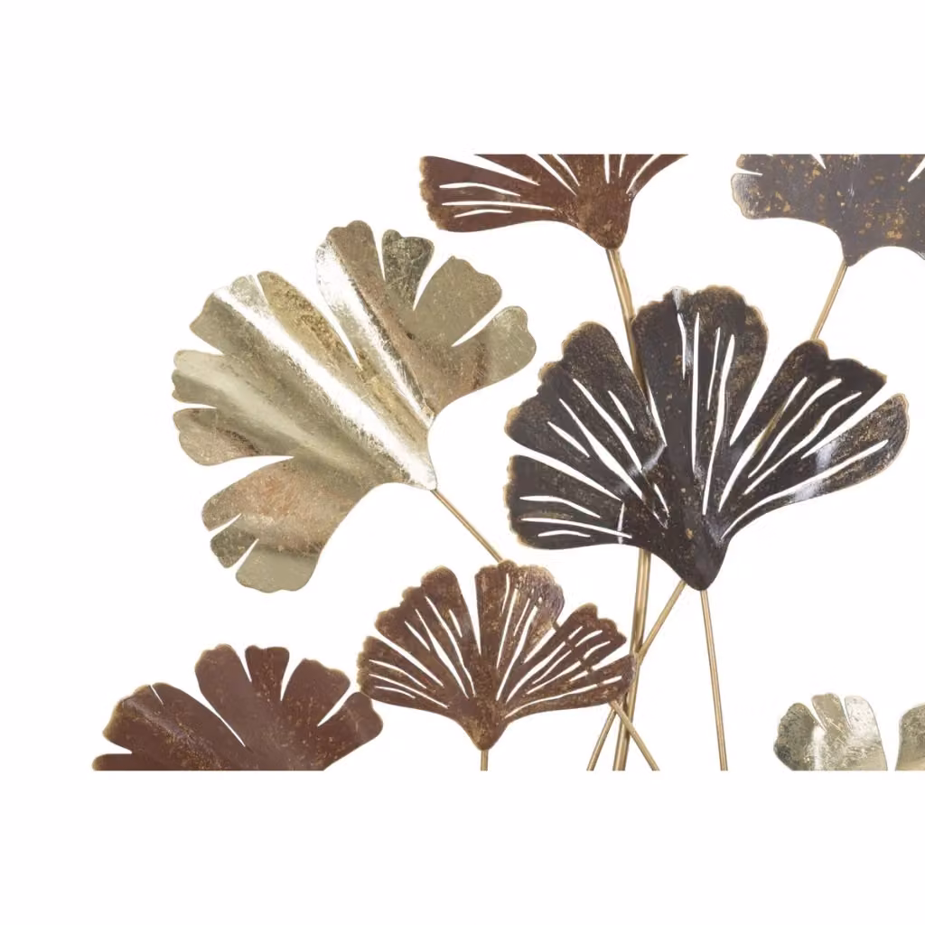 Pannello decorativo da parete Windy Vikasa Home con foglie di ginkgo in metallo, colori marrone, oro e argento, L: 69,5 cm, H: 92 cm – 2