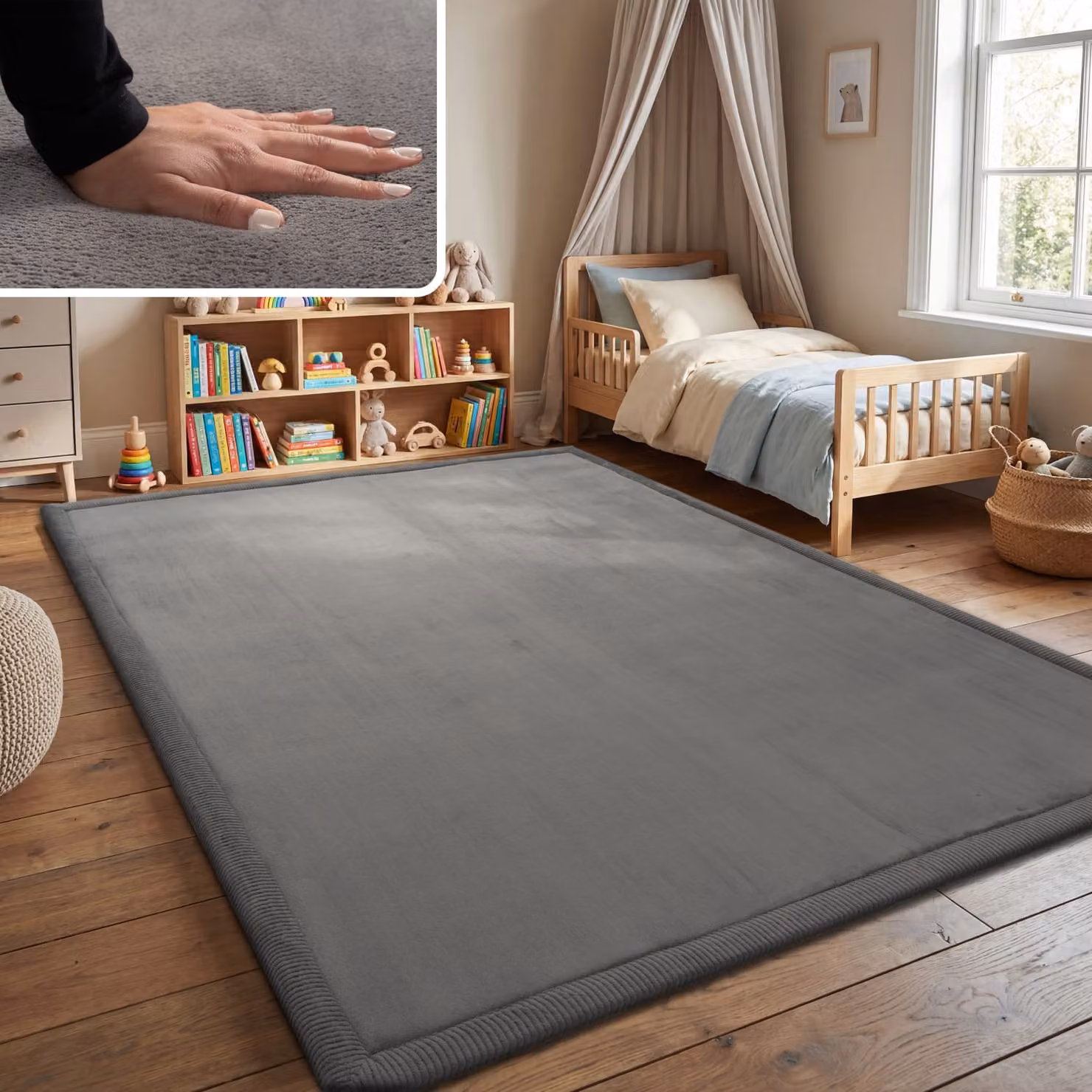 Tappeto rotondo lavabile per bambini Atami antracite Diametro: 160 cm – 2