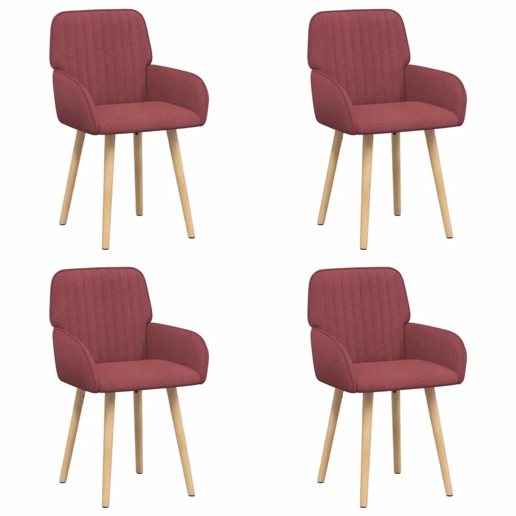 Set di 4 sedie da pranzo moderne vidaXL in tessuto rosso, L: 56,5 cm, P: 50 cm, H: 87,5 cm – 2