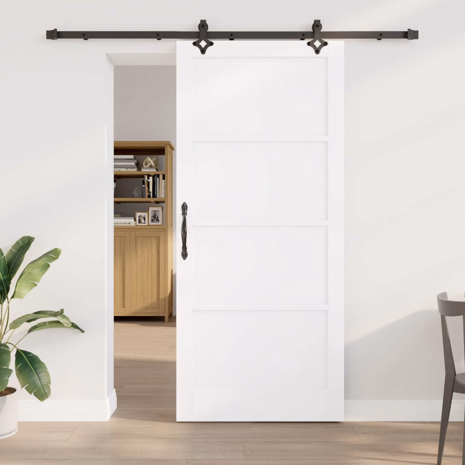 vidaXL Porta scorrevole 93 x 211 cm Legno ingegnerizzato Bianco e Nero