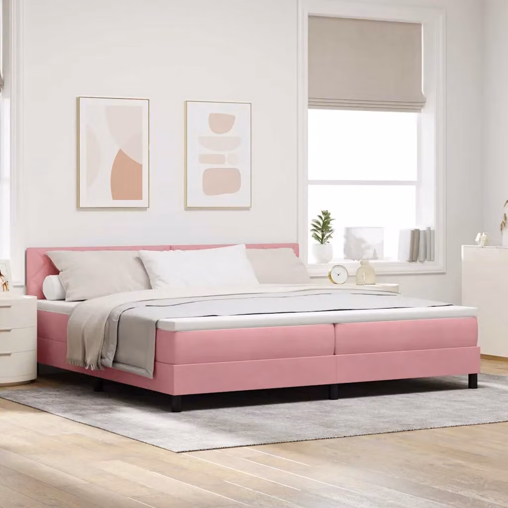 Letto a molle con testiera vidaXL in velluto rosa L: 200 cm, P: 200 cm, H: 203 cm