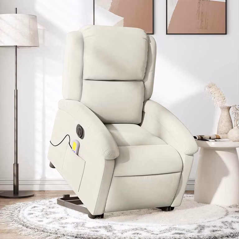Poltrona Alzapersona Elettrica Massaggiante vidaXL in Velluto Beige
