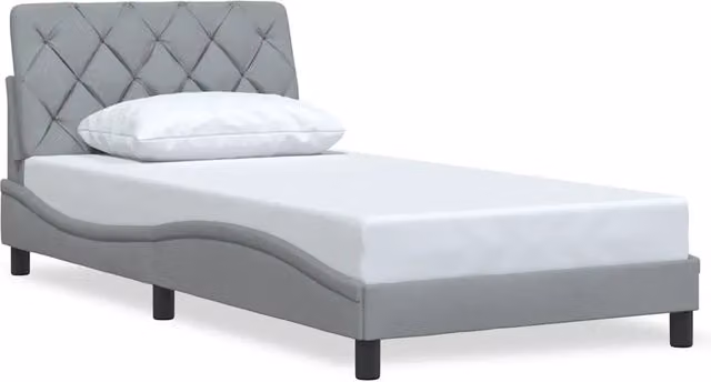 Letto singolo | Letto per adulti | Giroletto senza Materasso Grigio Chiaro 100x200 cm Tessuto