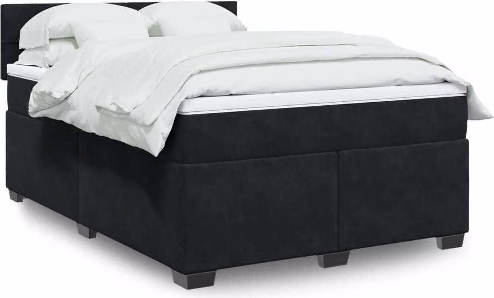 Maison Exclusive - Giroletto a Molle con Materasso Nero 160x200 cm in Velluto