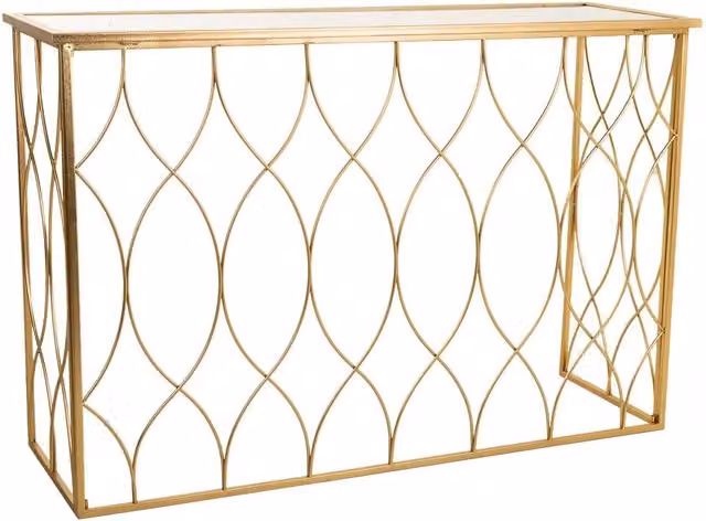 Mobile da ingresso in metallo dorato 120x40x80h
