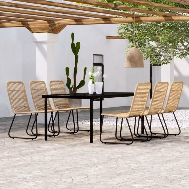Set da Pranzo per Giardino 7 pz con Cuscini Rovere 3099165