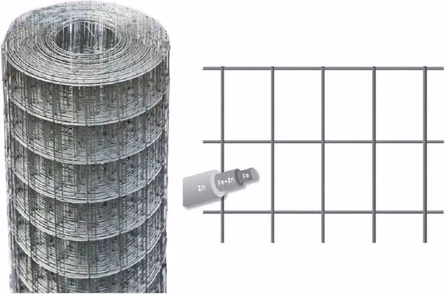 Rete zincata Eco-First in acciaio galvanizzato color argento, L: 50 cm, H: 200 cm, F: 1,6 mm, Lunghezza: 25 m