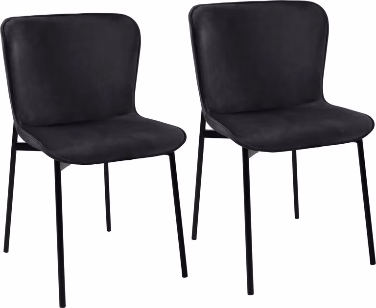 SVITA MARY Set da 2 sedie da pranzo, sedie imbottite senza braccioli, sedie da cucina e da soggiorno, nero/nero