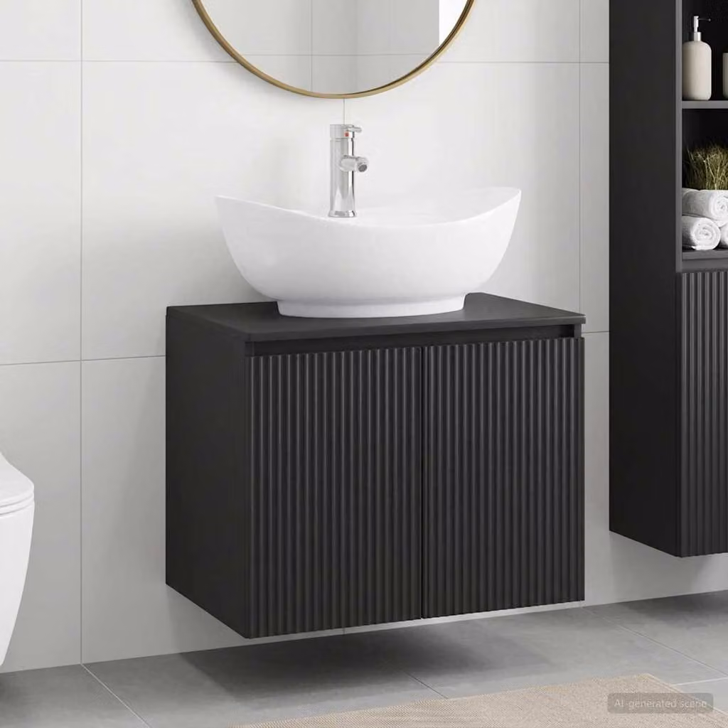 Mobile lavabo sospeso moderno vidaXL nero opaco in legno MDF