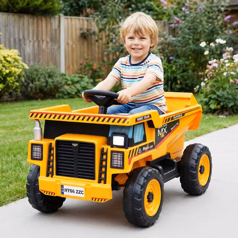 Camion ribaltabile elettrico Costway 24V con telecomando per bambini, colore giallo