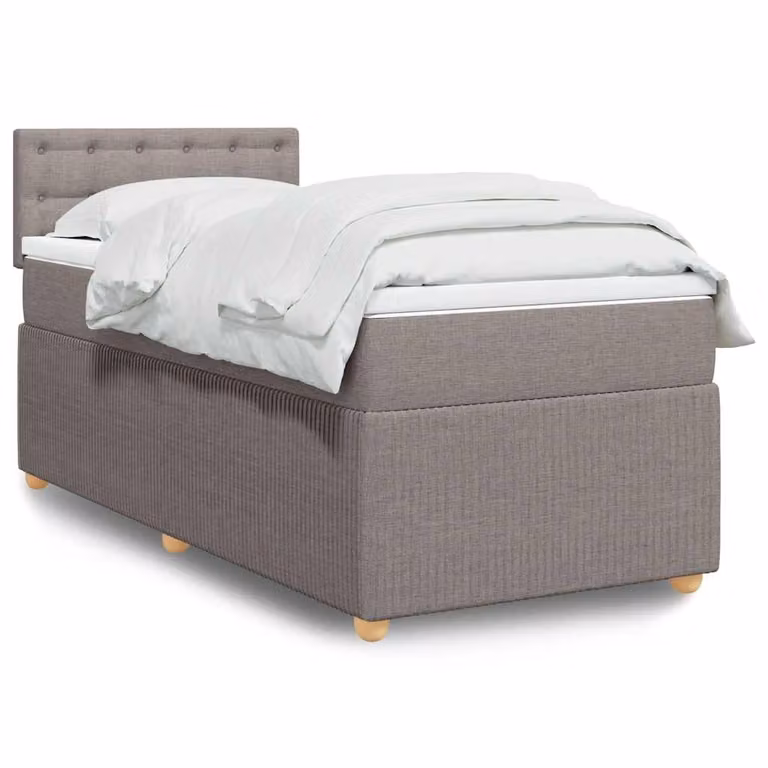 vidaXL Giroletto a Molle con Materasso in Tessuto Tortora L/P/H: 90 x 200 cm