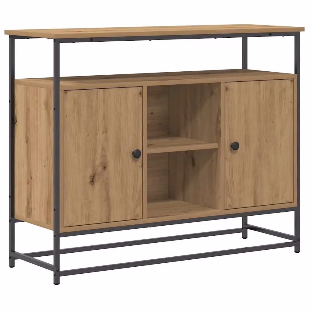 Credenza Buffet Moderna vidaXL in Legno Rovere e MDF, Colore Marrone, L 100 x P 35 x H 80 cm – 2