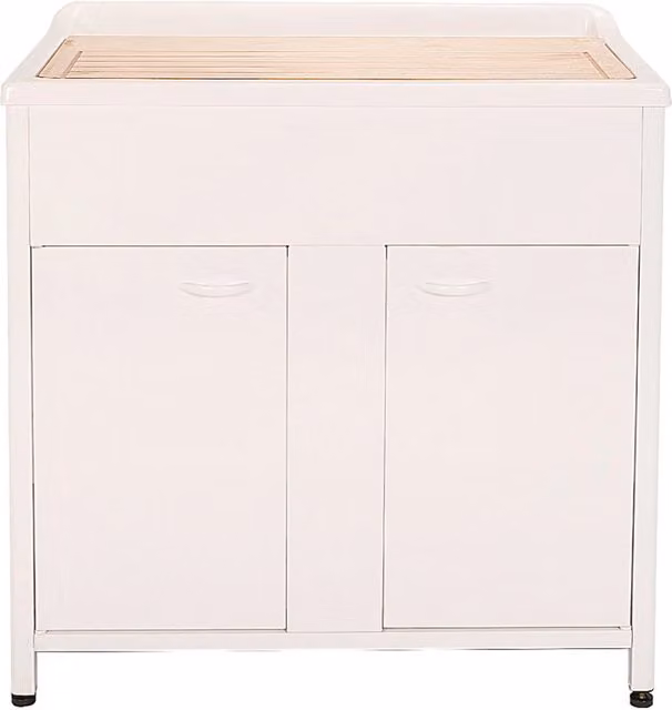 Mobile Lavatoio da Esterno in Polipropilene e Alluminio 75x60x83 cm con Vasca Singola Bianco