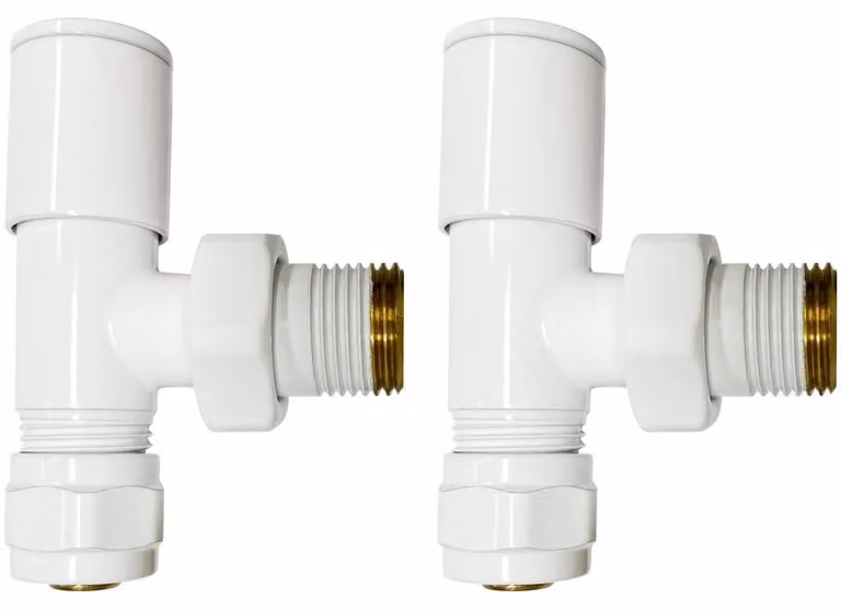 CERANO - Set di raccordi per valvole radianti - manuale - ad angolo - 1/2"/PEX 16x2 mm - bianco lucido