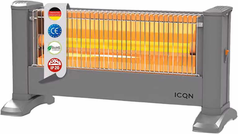 Riscaldatore radiante a infrarossi ICQN, per ambienti fino a 10m², 900 W, IP20, riscaldatore elettrico, cavo di 135 centimetri, riscaldatore radiante per ufficio o casa, riscaldamento a infrarossi