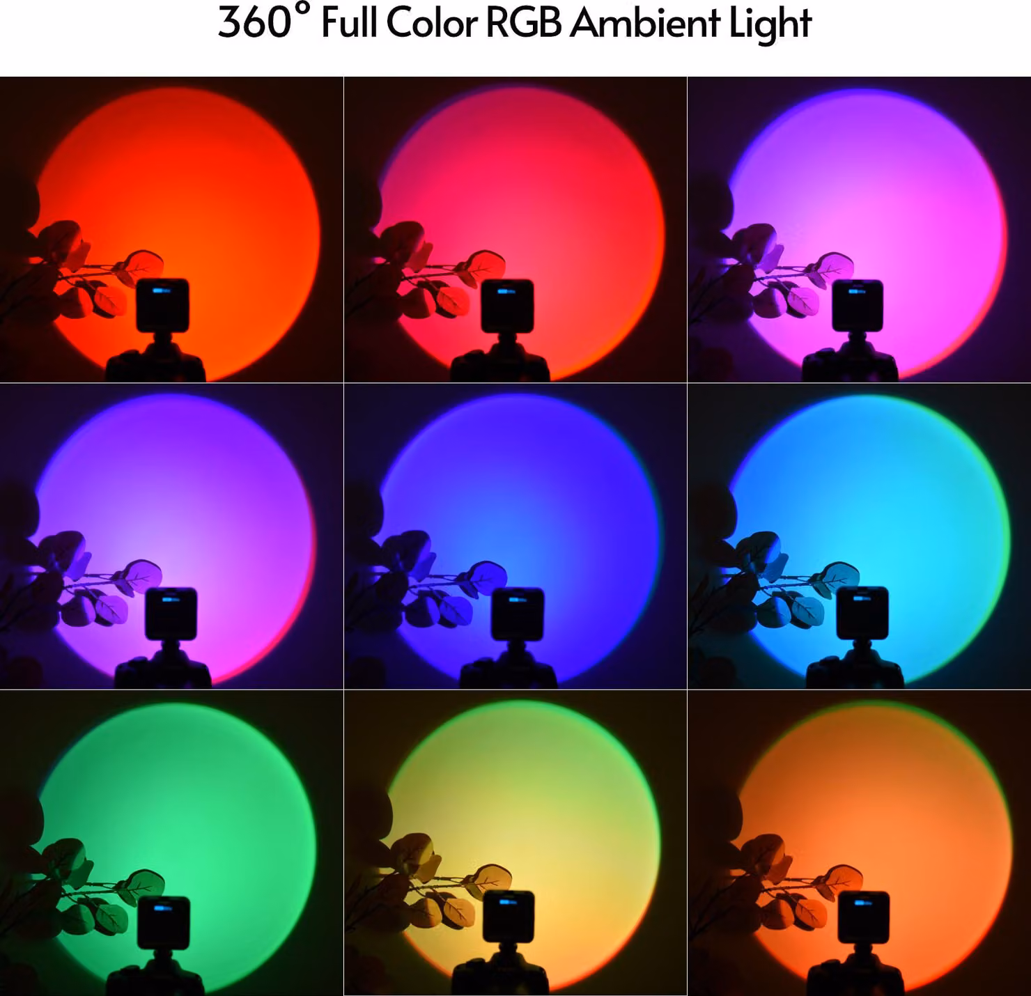 Mini luce video portatile RGB LED Ambient con temperatura di due colori 2500 K-9000 K, luminosità dimmerabile CRI 95+, slitta fredda, foro per vite da 1/4 di pollice per fotografia in studio, riprese di ritratti, feste, live stream