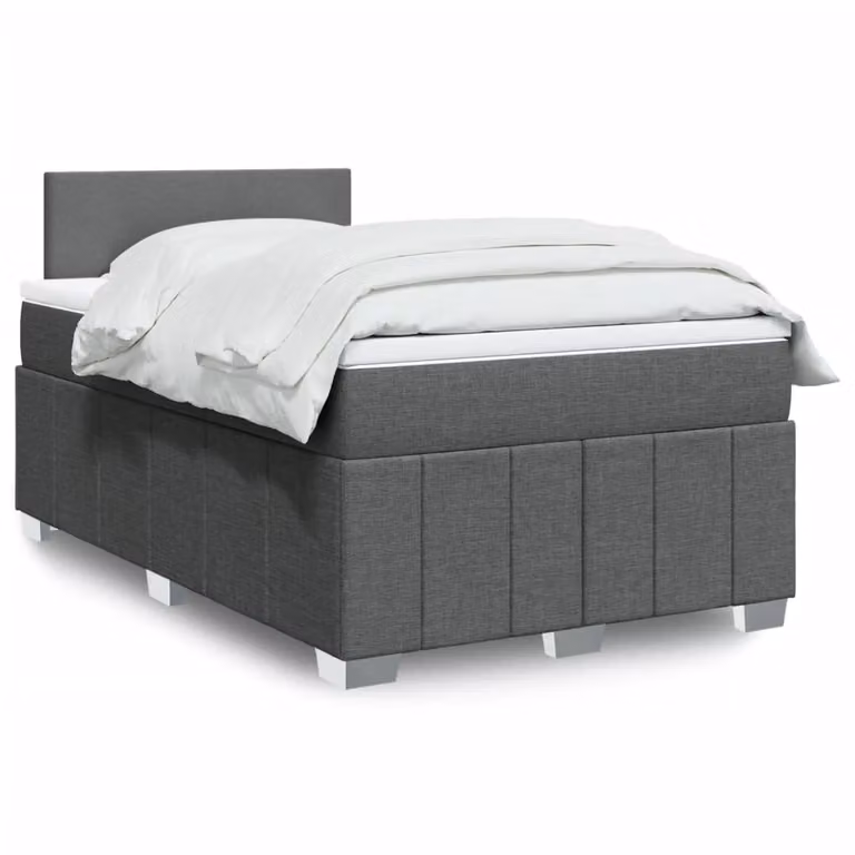 vidaXL Letto Ibrido con Materasso e Giroletto a Molle in Tessuto Grigio e Bianco L/P/H: 200 x 120 x 100,5 cm