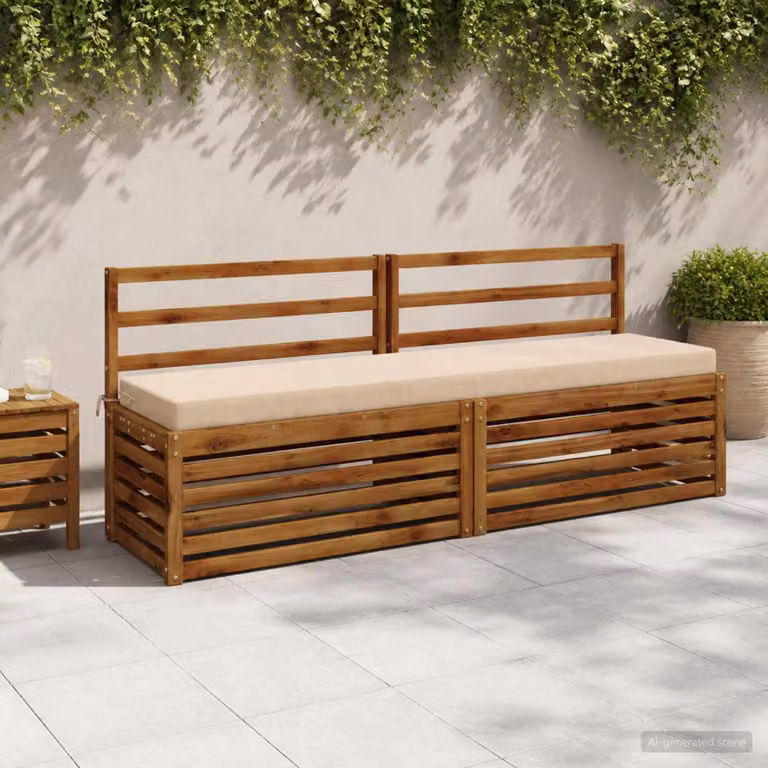 Set di 2 cuscini per panchina vidaXL SOEST in poliestere beige con imbottitura in schiuma e coperture lavabili