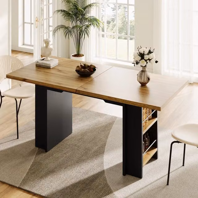 Tavolo da Pranzo Allungabile 120-160x80 cm con Ripiani ¨C Xylo ¨C Legno Naturale