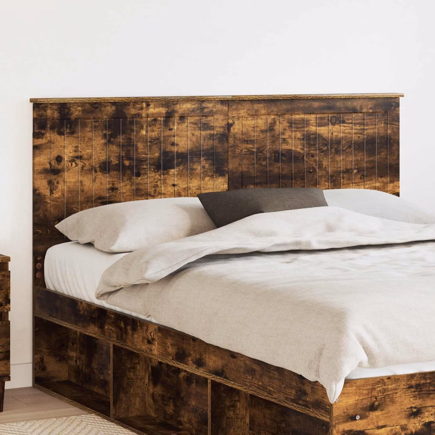 Testiera per letto vidaXL in legno ingegnerizzato Rovere Fumo, finitura opaca, colore marrone