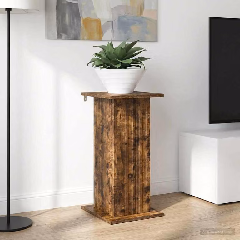 vidaXL Supporto per piante moderno in legno Rovere Fumo L: 30,5 cm, P: 30,0 cm, H: 60,5 cm