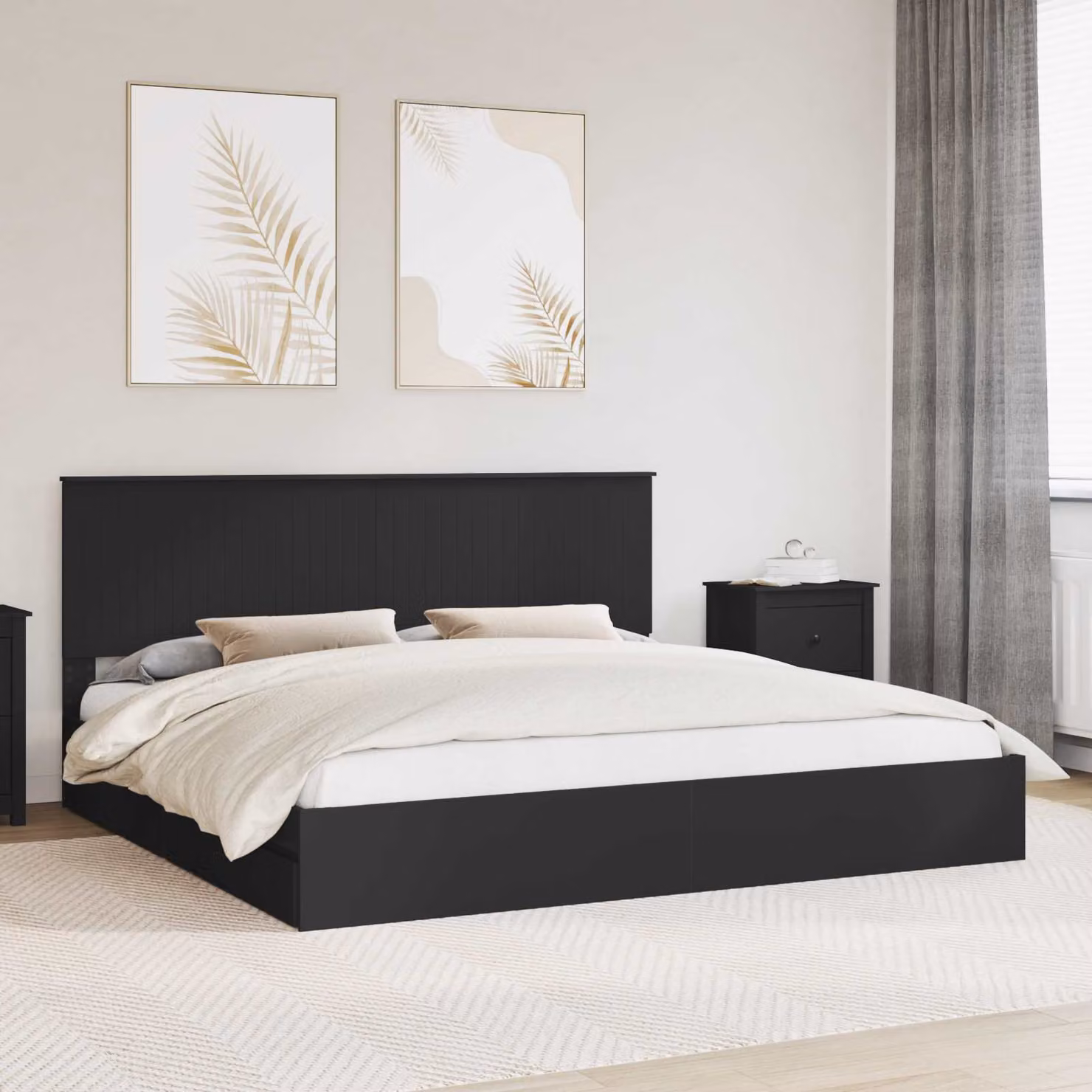 Letto con contenitore vidaXL in legno ingegnerizzato nero L/P: 200 x 200 cm