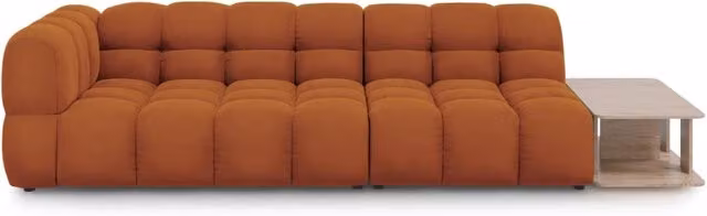 Divano modulare destro Sky di Cosmopolitan Design in velluto arancione, 4 posti, L: 297 cm, P: 102 cm, H: 75 cm – 1