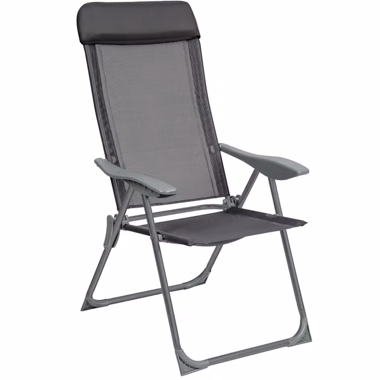 Set di 4 sedie da giardino pieghevoli TecTake in alluminio antracite con poggiatesta e braccioli L: 59 cm, P: 43 cm, H: 110 cm
