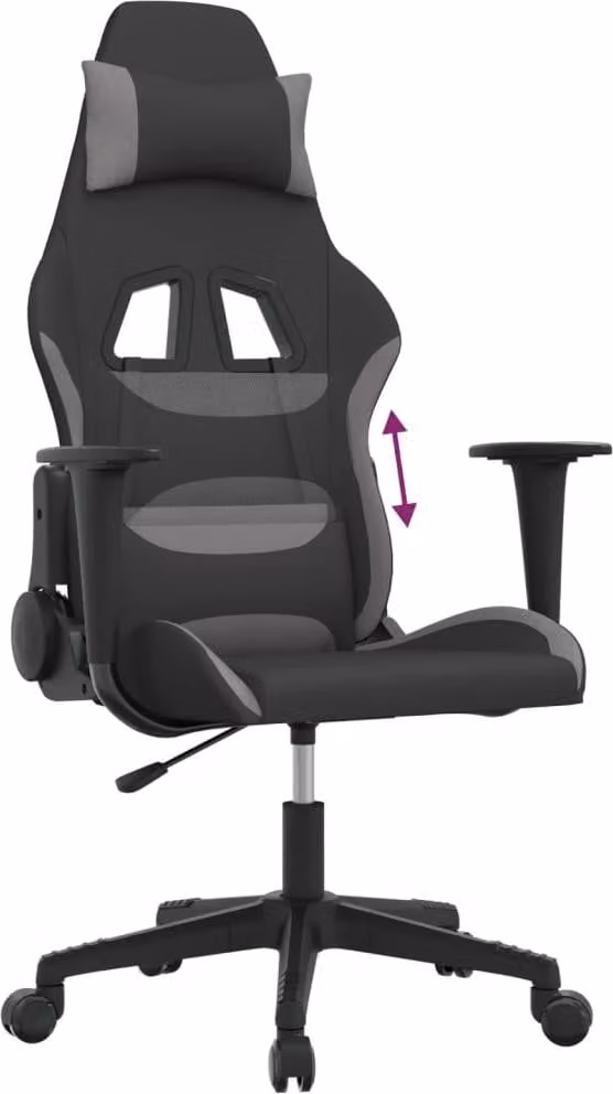 Sedia da Gaming Nero e Grigio Chiaro in Tessuto