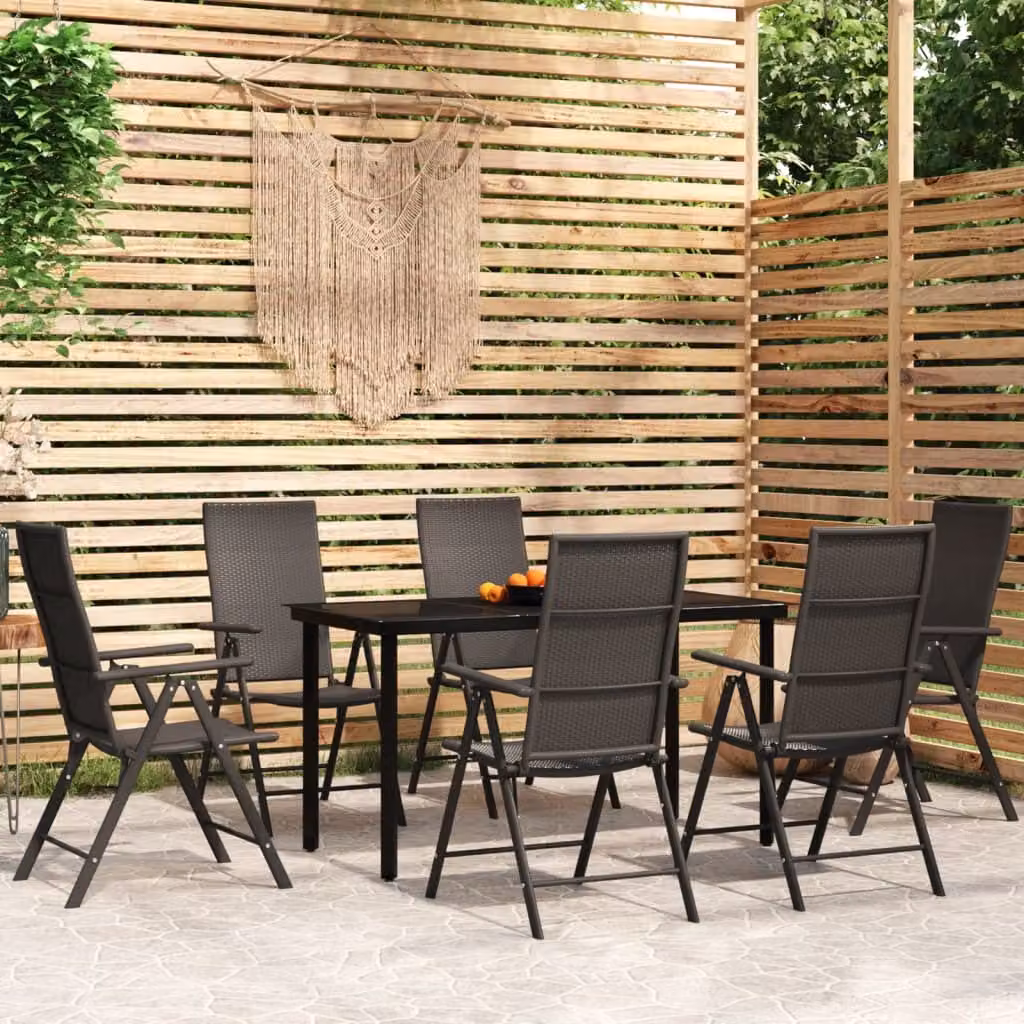 The Living Store Set da pranzo da giardino 7 pezzi nero