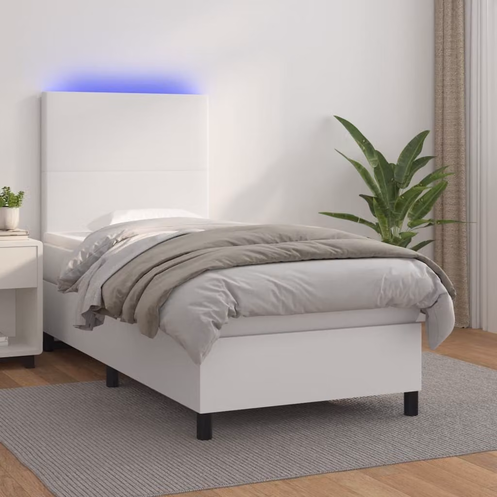 Maison Exclusive - Giroletto Molle con Materasso e LED Bianco 90x200 cm Pelle finta