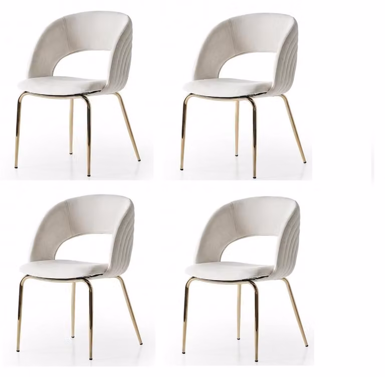 Set di 4 sedie, design moderno, imbottitura in tessuto, colore beige, confortevoli e morbide