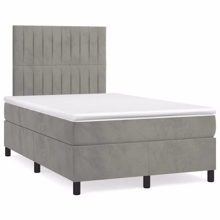 Letto Ibrido vidaXL in Velluto Grigio con Illuminazione LED e Porte USB, L/P/H: 120 x 200 x 123 cm