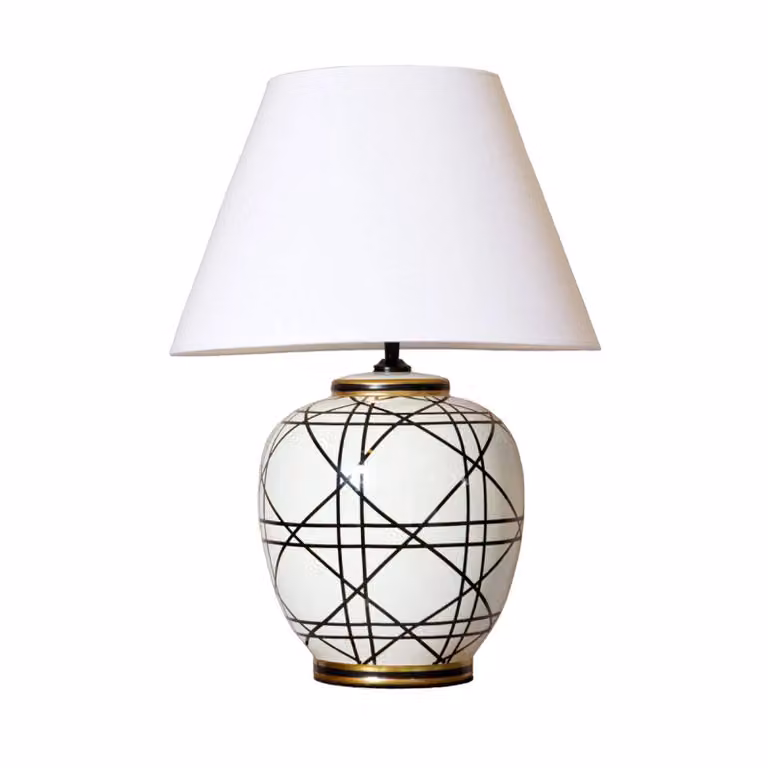 PR Home Lampada da tavolo New York, Bianco / Opale, Soggiorno / Sala da pranzo, Tessuto / Stoffa / Seta, Lampada da tavolo