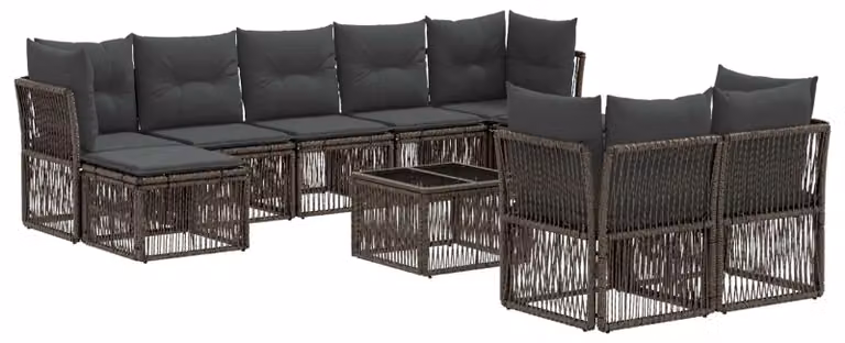 Set Divano da Giardino 10 pcs Grigio polyrattan