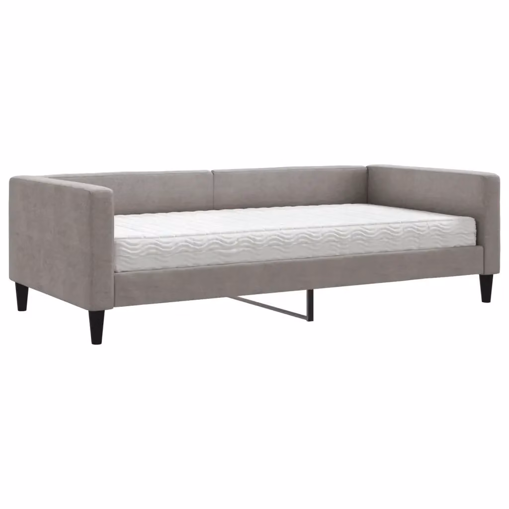 Divano Letto Moderno vidaXL in Tessuto con Materasso in Schiuma, Colore Grigio o Beige, L/P/H: 223 x 110 x 68 cm, Dimensioni Materasso: 100 x 200 cm – 2