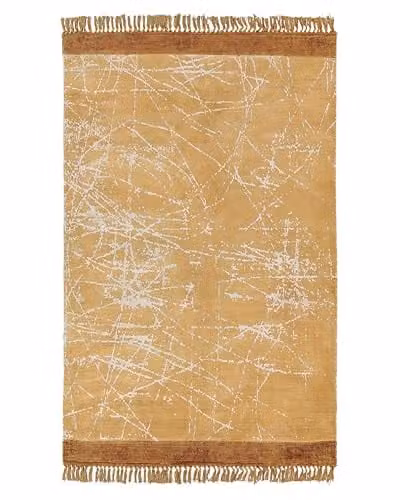 Beliani Tappeto moderno in viscosa con frange 140 x 200 cm arancione